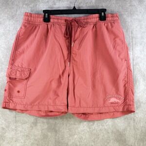 Tommy Bahama Relax Swim Trunks Men Large Coral Orange Cargo Drawstring Liner‎